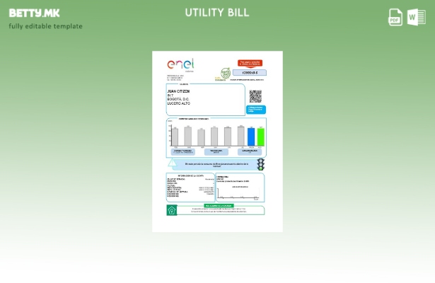 Модерен стил Колумбија ENEL шаблон за комунални сметки за енергија
